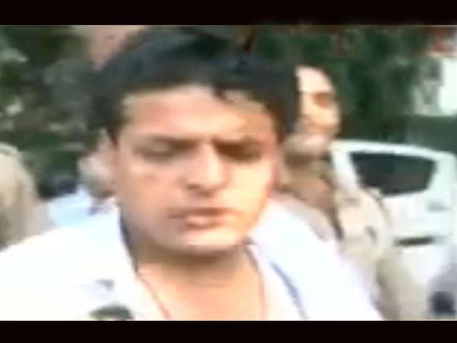 TV grab of one of the attackers of Prashant Bhushan.