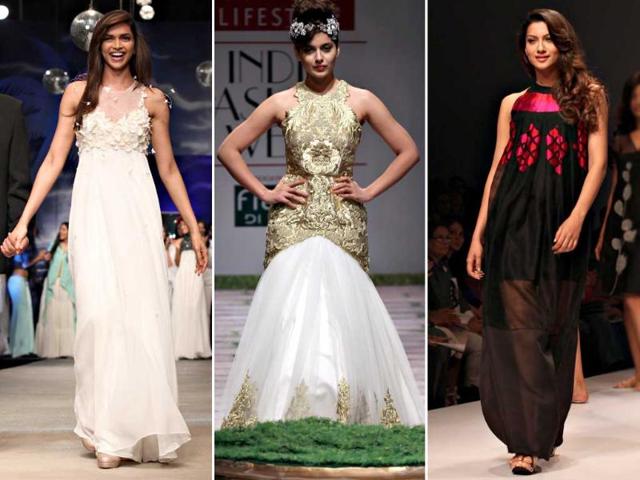 The fashion world got a whiff of Bollywood glamour as Deepika Padukone, Kangna Ranaut and Gauhar Khan walked the ramp at the ongoing WLIFW 2011. Here's a dekko...