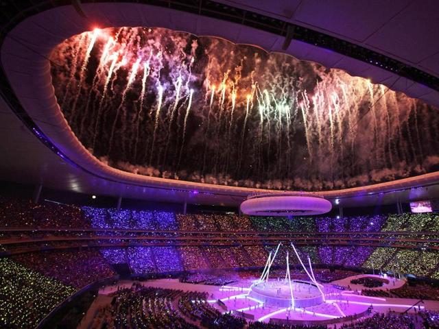 Fireworks are seen during opening ceremonies for the 2011 Pan American Games in Guadalajara, Mexico.