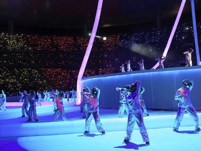 Dancers perform during the opening ceremonies for the 2011 Pan American Games in Guadalajara, Mexico.