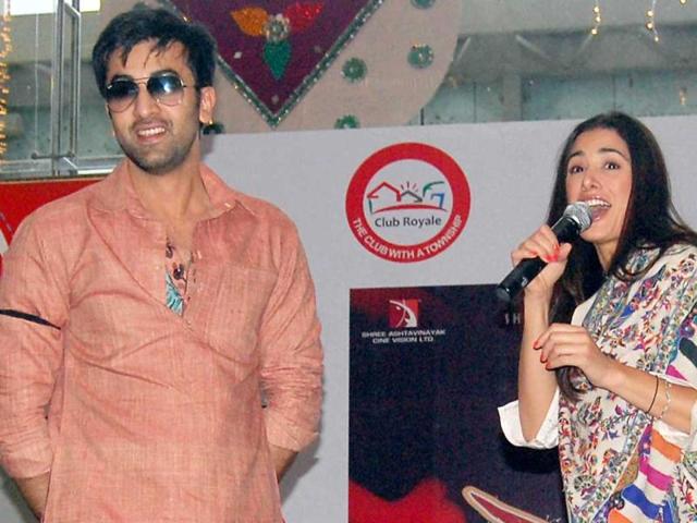 Actors Ranbir and Nargis look excited while promoting their film in Lucknow. (UNI)