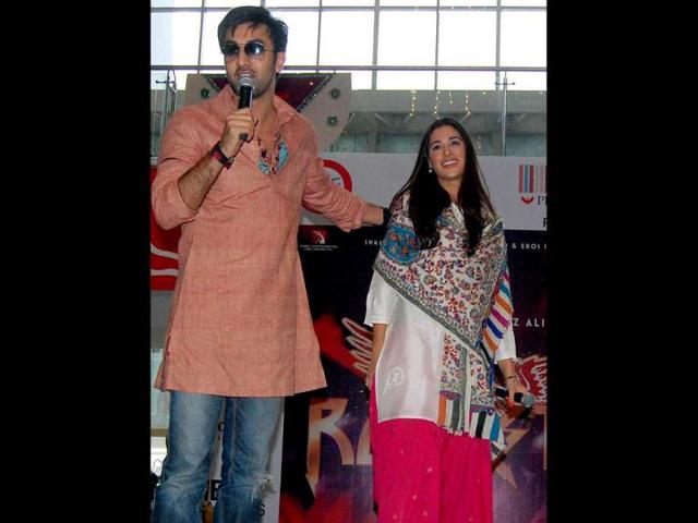 Bollywood star Ranbir Kapoor with co-star Nargis Fakhri. (UNI)