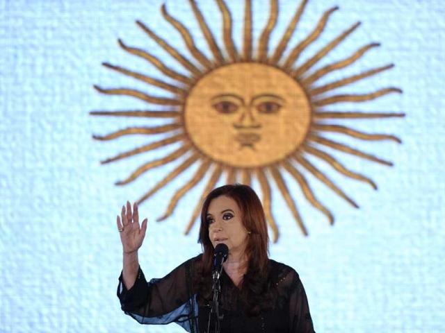 Argentina's President and presidential candidate of the Front for Victory party,Cristina Fernandez de Kirchner, delivers a speech after winning the general elections, in Buenos Aires.