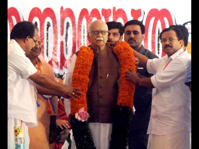Senior BJP leader L K Advani warm welecome for his Rathyatra, at Thiruvananthapuram on Friday.