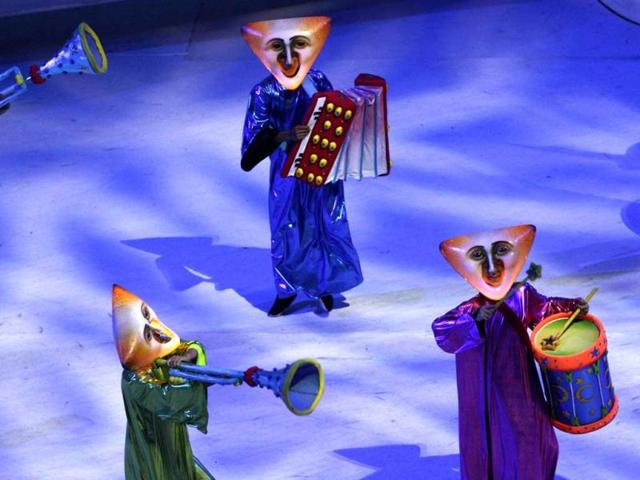 Actors perform during the closing ceremony of the Pan American Games in Guadalajara, Mexico.