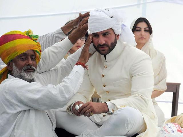 Saif Ali Khan who's also known as Chhote Nawab is anointed the tenth Nawab of Pataudi at a ceremony at his ancestral palace. ceremony was attended by Saif’s mother Sharmila Tagore and sisters Soha Ali Khan and Sabah Ali Khan.
