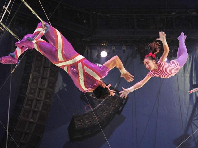 10-year old Ysabella Wallenda-Cortes performs with the Flying Cortes, during a Big Apple Circus show in New York. The Big Apple Circus is presenting it's 2011-2012 season "Dream Big" show in New York from October 20, 2011 until January 8, 2012. After 25 season, the Big Apple Circus' iconic clown, Grandma, impersonated by Barry Lubin, will bid farewell to the circus.