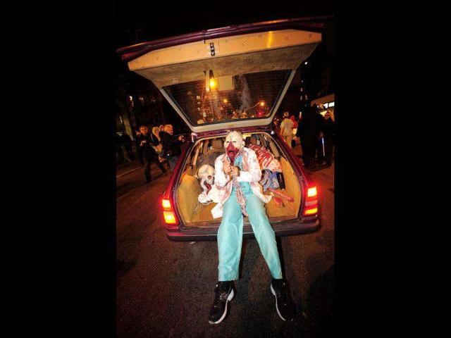 New York Halloween parade participants take part in the annual parade in New York.