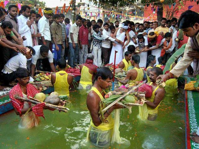 Prisoners celebrate Chhath Puja at Dhanbad jail in Jharkhand.