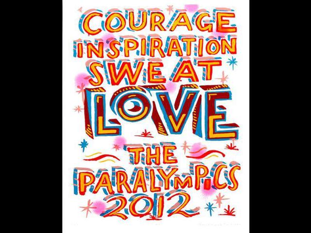 Olympic and Paralympic poster for London 2012 by Rob and Roberta Smith. The 12 official posters designed by some of Britain's leading artists for the London 2012 Olympic and Paralympic Games were unveiled at the Tate Britain gallery in central London.