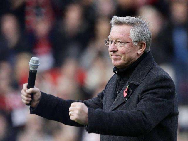 Manchester United's manager Alex Ferguson prepares to speak after a presentation commemorating his 25 years in charge of the club at Old Trafford Stadium, Manchester. (Photo: AP)