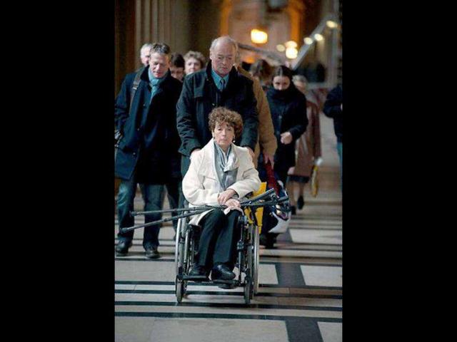 Former head of the "SOS attentats" (SOS attacks) association Francoise Rudetzki arrives at Paris courthouse to attend the trial of Venezuelan militant Ilich Ramirez Sanchez aka Carlos charged with four deadly bombings carried out almost 30 years ago.