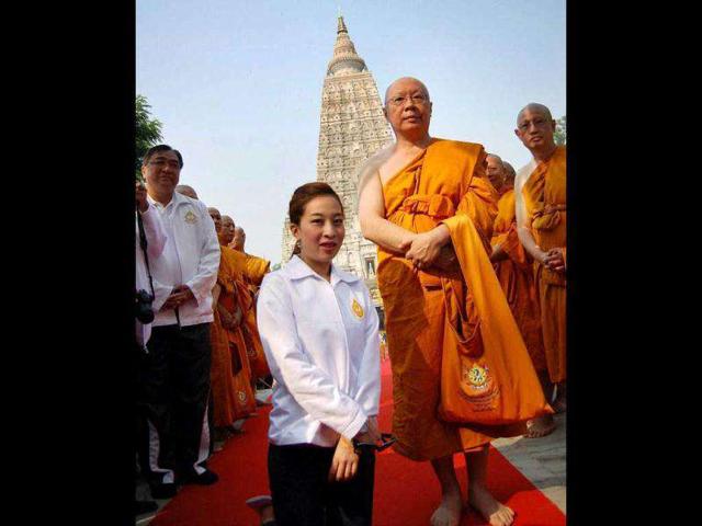 Thailand's princess Bajrakitiyabha visits the world heritage Mahabodhi temple in Bodhgaya, Bihar.