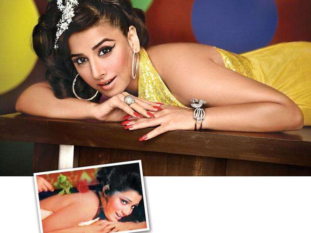 Vidya Balan does a Bindu in a shimmering yellow dress. (HT Brunch)
