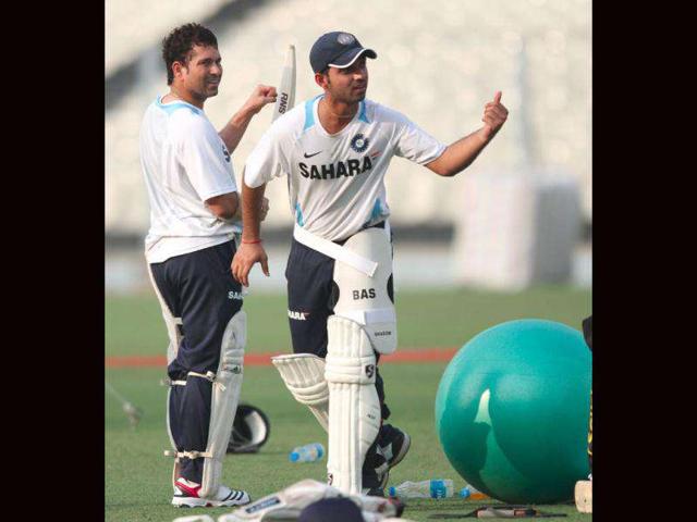 Sachin-Tendulkar-with-Gautam-Gambhir-at-the-practice-session-at-Eden-Gardens-HT-photo-Subhankar-Chakraborty Sachin-Tendulkar-with-Gautam-Gambhir-at-the-practice-session-at-Eden-Gardens-HT-photo-Subhankar-Chakraborty