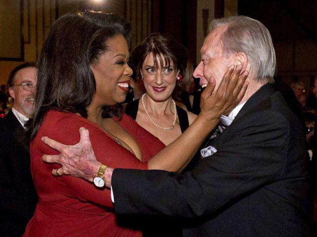Jean Hersholt Humanitarian Award recipient Oprah Winfrey (L) and Honorary Oscar recipient, famed makeup artist Dick Smith attend the Governors Awards in Hollywood, Calfornia. (Reuters/Todd Wawrychuk/A.M.P.A.S./Handout)