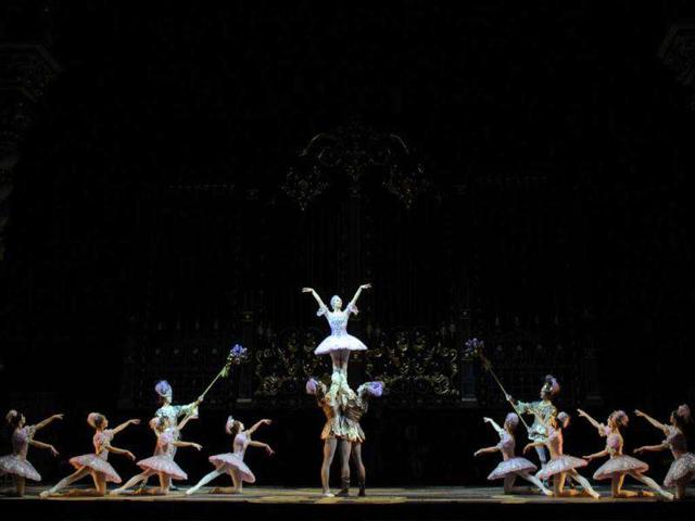 The Bolshoi ballet dancers perform during a rehearsal for a new production of Tchaikovsky's "The Sleeping Beauty" by Russian choreographer Yuri Grigorovich at the Bolshoi Theatre in Moscow.