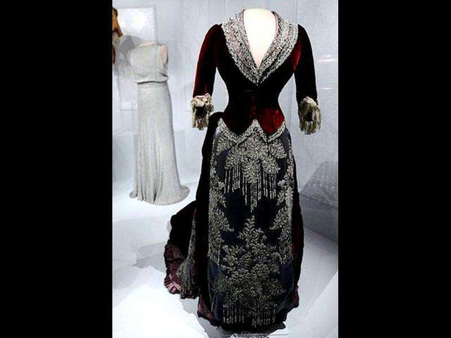 Former First Lady Eleanor Roosevelt's dress is displayed at the Smithsonian’s National Museum of American History in Washington, DC.