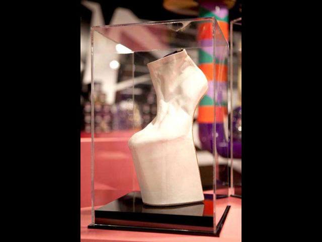 A typical Gaga shoe is displayed at the workshop. (AFP)