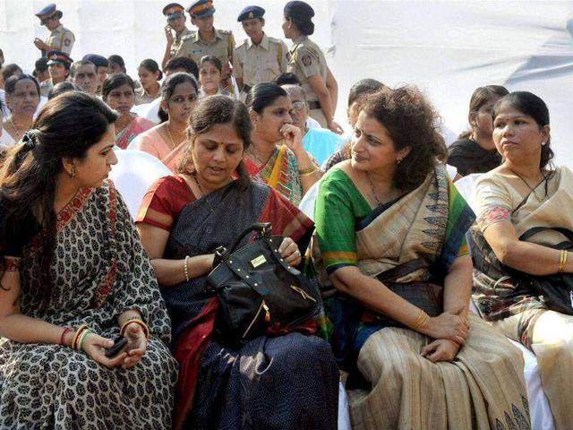 Shaina NC, Smita Salaskar, Kavita Karkare and Manasi Shinde at an event to pay tributes to the victims of 26/11 Mumbai terror attacks its 3rd anniversary in Mumbai.