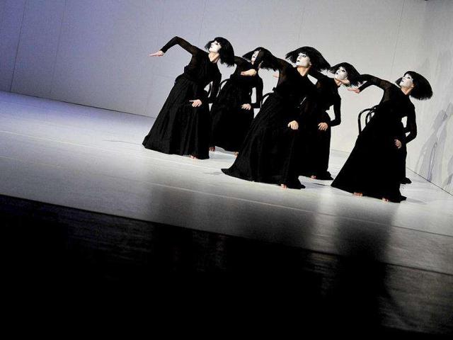 Dancers of the Szeged Contemporary Dance Company perform on the stage of the theatre in Szeged during their reharsal of a premiere for 'Avengers - Electra, Medea, Women of Trachis'.