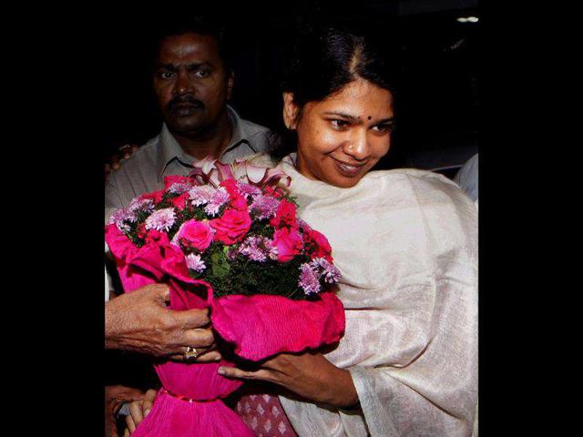 DMK-MP-Kanimozhi-receives-a-bouquet-after-her-release-from-Tihar-Jail-in-New-Delhi DMK-MP-Kanimozhi-receives-a-bouquet-after-her-release-from-Tihar-Jail-in-New-Delhi