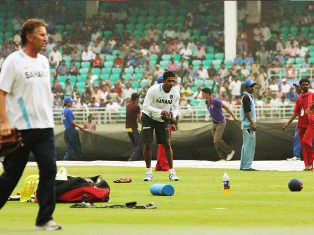 Rain delayed the start of play of the 2nd ODI between India and West Indies at Dr YS Rajasekhara Reddy Cricket Stadium.