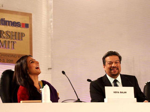 Vidya Balan and Vir Sanghvi at the Summit. (HT Photo/Ajay Aggarwal)