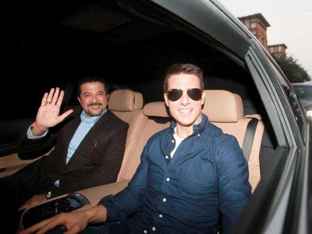 Tom Cruise and Anil Kapoor roam around Mumbai to promote their upcoming film. HT photo by Hemant Padalkar