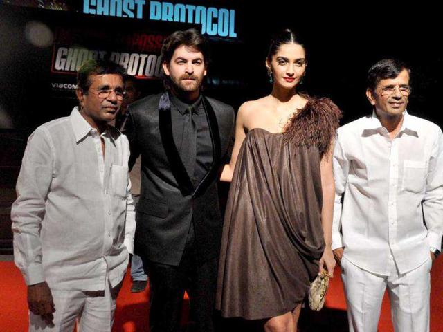 Bollywood actors Sonam Kapoor and Neil Nitin Mukesh along with director duo Abbas-Mustan. AFP photo