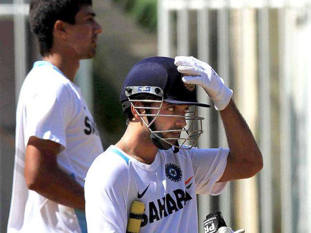 Rahul Sharma and Ajinkya Rane during the net practice at the TNCA Chepauk Stadium at Chennai. HT Photo/Vipin Kumar
