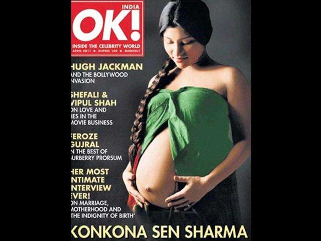 Konkona Sen posed for OK magazine with her baby bump in full glory. Konkona-Ranvir Singh named their son Haroon.