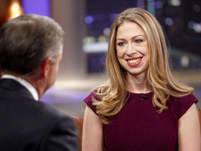 Host Brian Williams, left, interviews Chelsea Clinton, daughter of former US President Bill Clinton, on Rock Center With Brian Williams in New York. AP Photo
