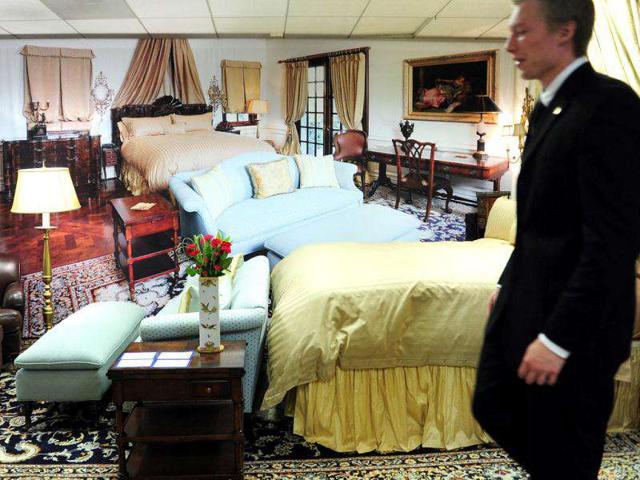A re-created scene of Michael Jackson's bedroom. (AFP PHOTO / Frederic J. Brown)