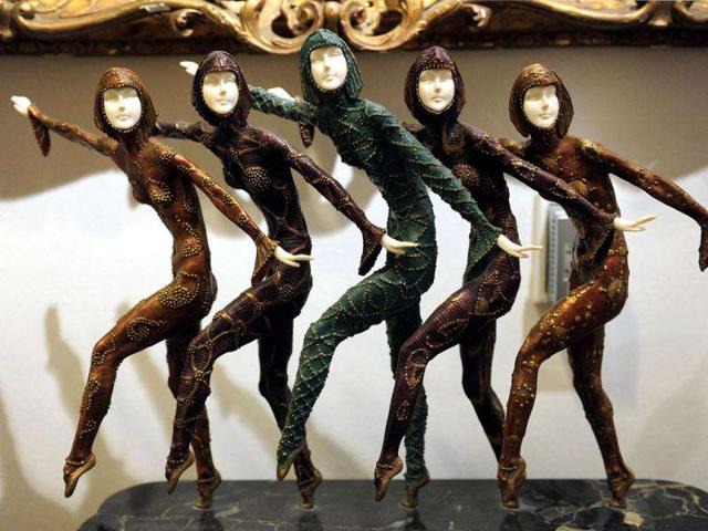 Five Dancers signed by Romanian artist D.H. Chiparus is esitimated between US$1500-$2500.00. (AFP PHOTO / Frederic J. Brown)