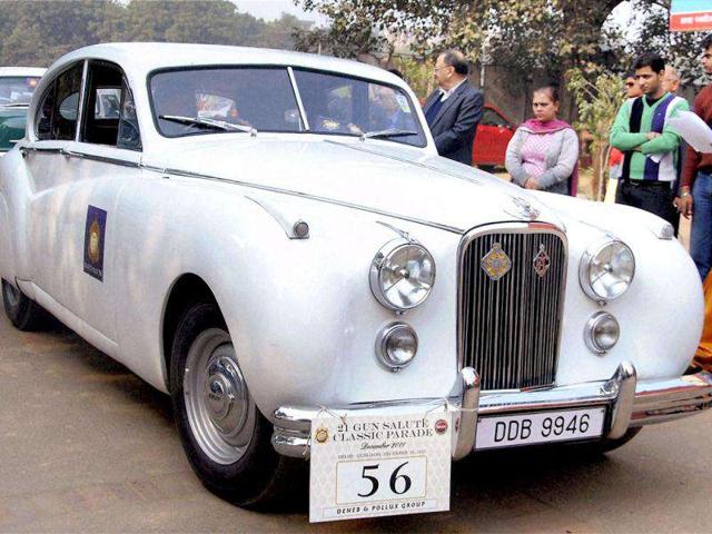 Over 55 Vintage cars took part in a rally in New Delhi on Sunday. PTI Photo