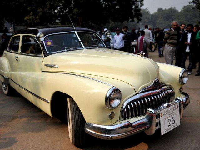 A 1947 model year Buick is seen during a vintage car parade in New Delhi. AFP Photo