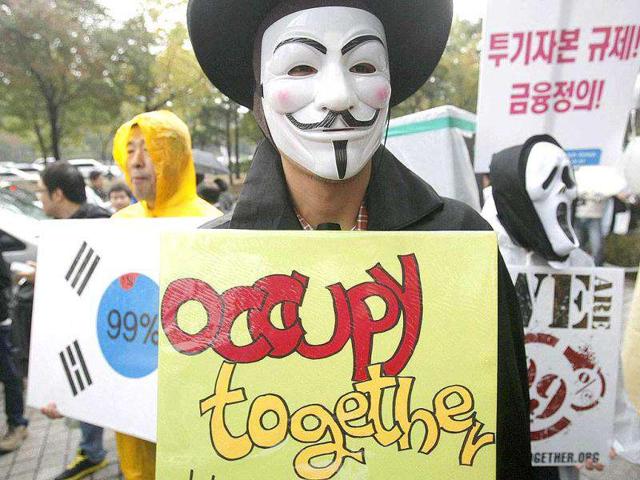 Occupy: Occupy Amsterdam, Occupy Denver, Occupy Los Angeles, Occupy Toronto, Occupy Cairo, Occupy Philadelphia, Occupy Seoul, Occupy Berlin, Occupy Stockholm; you faced the 'Occupy' movement wherever you went.
