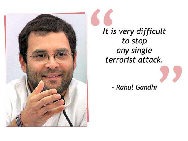 Congress general secretary Rahul Gandhi at a press conference in Bhubaneswar, a day after serial bombings in Mumbai, said that 99% of terror attacks have been stopped, but we must aim at stopping 100%.