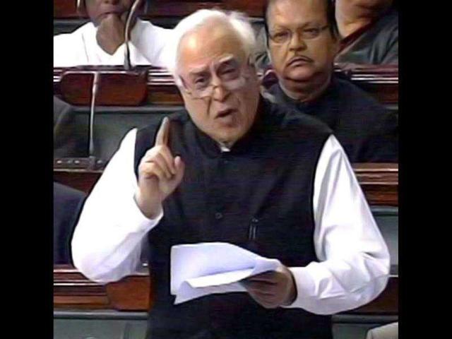 A TV grab shows Union HRD minister Kapil Sibal participating in the Lokpal debate in the Lok Sabha in New Delhi.