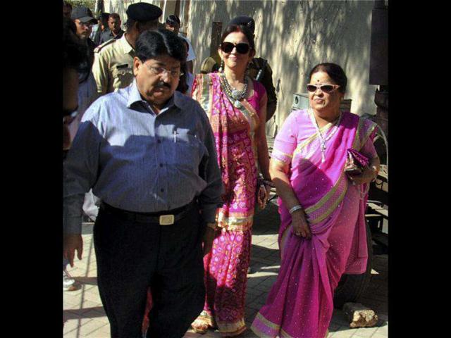 Industrialist Mukesh Ambani's mother Kokilaben and wife Nita attend the inauguration of a memorial of late Dhirubhai Ambani on his 80th birth anniversary. PTI