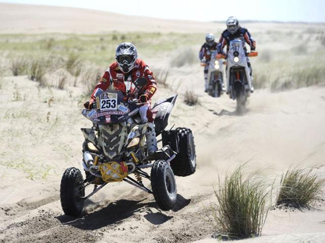 Polish Lukasc Laskawiec rides his quad during the Stage 1 of the 2012 Dakar Rally between Mar del Plata and Santa Rosa de la Pampa, Argentina.