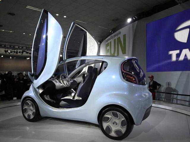 Tata Pixel, a new city concept car is displayed at the Auto Expo in New Delhi. AP Photo by Manish Swarup