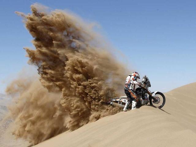 France's Christophe Blondeau rides his Yamaha during the seventh stage of the fourth South American edition of the Dakar Rally 2012, in Copiapo. Reuters/Jacky Naegelen