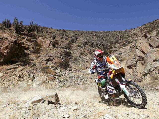Spain's Gerard Farres Guell rides his KTM during the seventh stage of the fourth South American edition of the Dakar Rally 2012 in Copiapo. Reuters/Jacky Naegelen