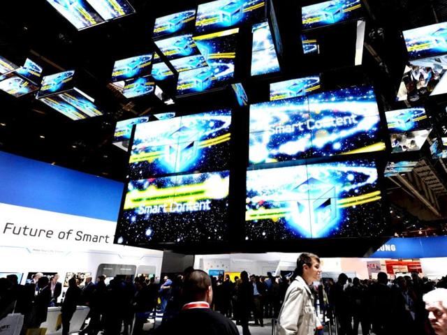 A-general-view-of-the-Samsung-Electronics-booth-at-the-2012-International-Consumer-Electronics-Show-at-the-Las-Vegas-Convention-Center-Ethan-Miller-Getty-Images-AFP A-general-view-of-the-Samsung-Electronics-booth-at-the-2012-International-Consumer-Electronics-Show-at-the-Las-Vegas-Convention-Center-Ethan-Miller-Getty-Images-AFP