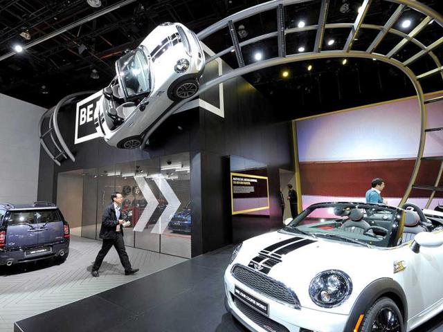 The Mini on display during the second press preview day at the 2012 North American International Auto Show in Detroit, Michigan. (AFP Photo)