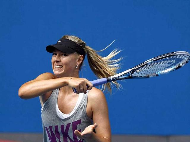 Maria Sharapova of Russia hits a ball during a practice session before the Australian Open tennis tournament in Melbourne. Reuters/Darren Whiteside