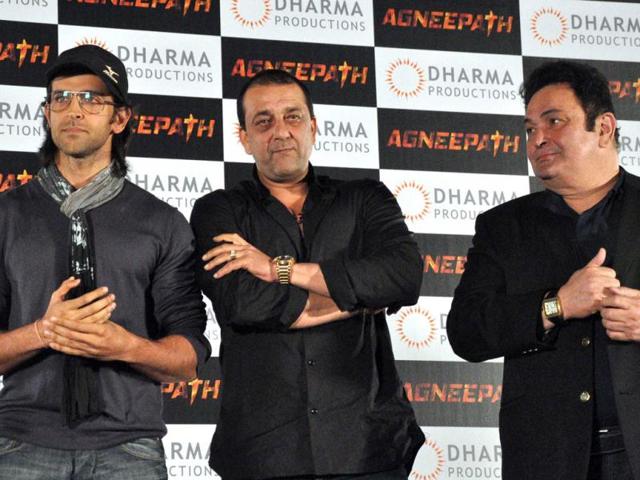 Hrithik Roshan, Sanjay Dutt and Rishi Kapoor during the event. Hrithik Roshan, Sanjay Dutt and Rishi Kapoor during the event.
