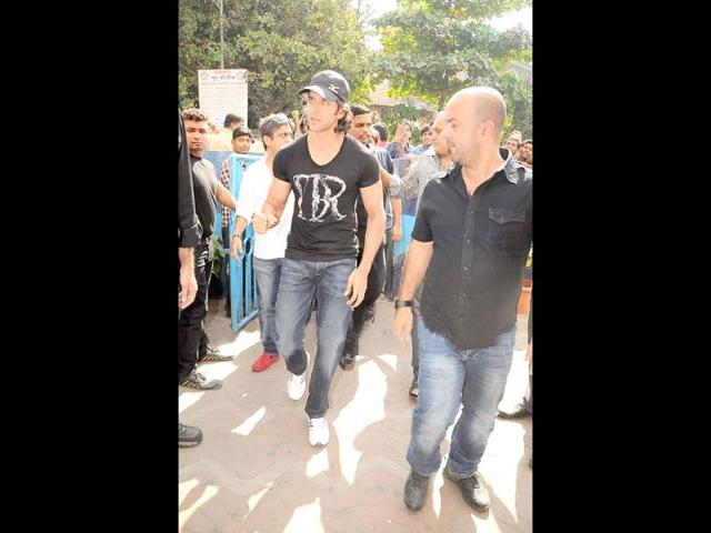 Hrithik Roshan arrives at a venue to promote the film.